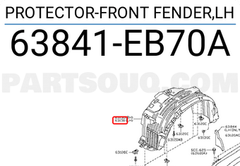 Nissan 63841EB70A PROTECTOR-FRONT FENDER,LH