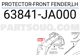 Nissan 63841JA000 PROTECTOR-FRONT FENDER,LH