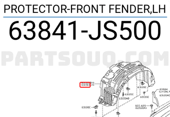 Nissan 63841JS500 PROTECTOR-FRONT FENDER,LH