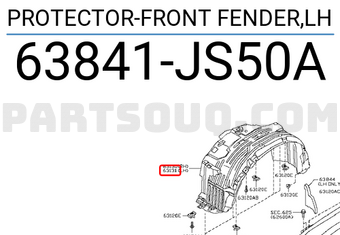 Nissan 63841JS50A PROTECTOR-FRONT FENDER,LH