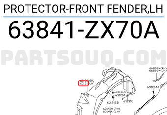 Nissan 63841ZX70A PROTECTOR-FRONT FENDER,LH