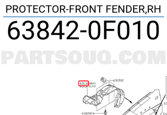Nissan 638420F010 PROTECTOR-FRONT FENDER,RH