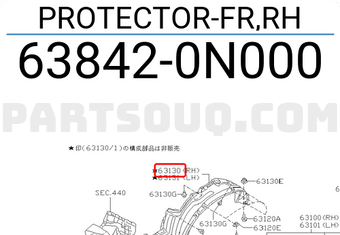 Nissan 638420N000 PROTECTOR-FR,RH