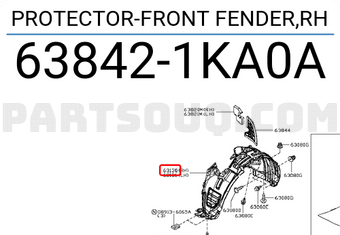 Nissan 638421KA0A PROTECTOR-FRONT FENDER,RH