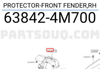 Nissan 638424M700 PROTECTOR-FRONT FENDER,RH