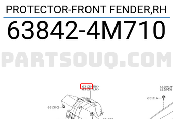Nissan 638424M710 PROTECTOR-FRONT FENDER,RH