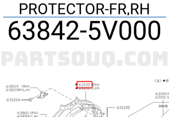Nissan 638425V000 PROTECTOR-FR,RH