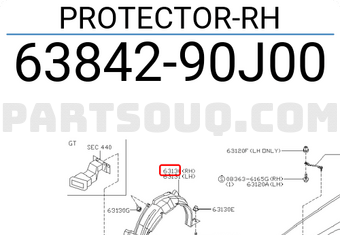 Nissan 6384290J00 PROTECTOR-RH