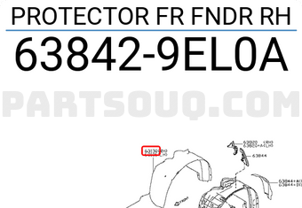 Nissan 638429EL0A PROTECTOR FR FNDR RH