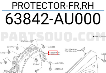 Nissan 63842AU000 PROTECTOR-FR,RH
