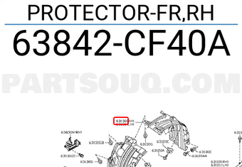 Nissan 63842CF40A PROTECTOR-FR,RH