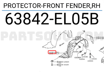Nissan 63842EL05B PROTECTOR-FRONT FENDER,RH