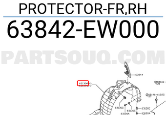 Nissan 63842EW000 PROTECTOR-FR,RH