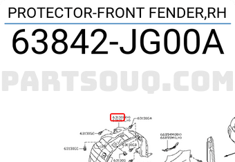 Nissan 63842JG00A PROTECTOR-FRONT FENDER,RH