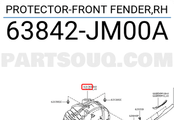 Nissan 63842JM00A PROTECTOR-FRONT FENDER,RH