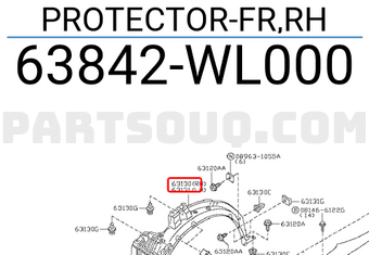 Nissan 63842WL000 PROTECTOR-FR,RH