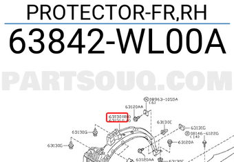Nissan 63842WL00A PROTECTOR-FR,RH