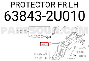 Nissan 638432U010 PROTECTOR-FR,LH