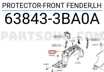 Nissan 638433BA0A PROTECTOR-FRONT FENDER,LH