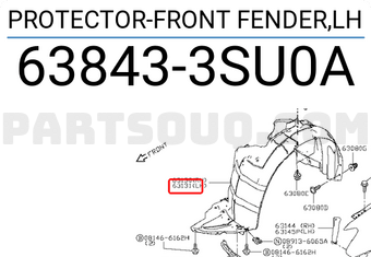 Nissan 638433SU0A PROTECTOR-FRONT FENDER,LH