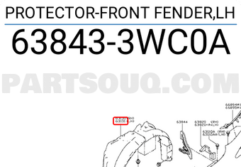 Nissan 638433WC0A PROTECTOR-FRONT FENDER,LH