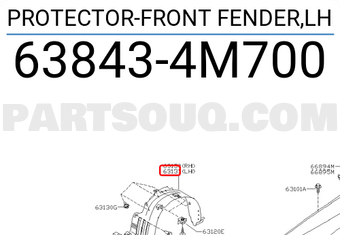 Nissan 638434M700 PROTECTOR-FRONT FENDER,LH