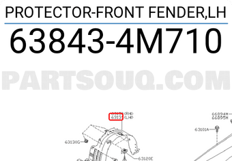 Nissan 638434M710 PROTECTOR-FRONT FENDER,LH