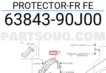 Nissan 6384390J00 PROTECTOR-FR FE
