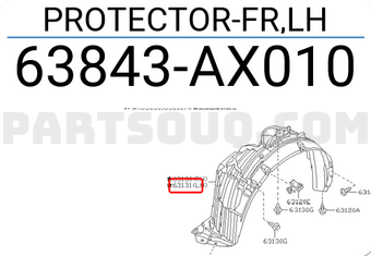 Nissan 63843AX010 PROTECTOR-FR,LH