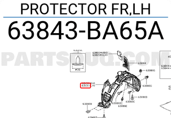 Nissan 63843BA65A PROTECTOR FR,LH