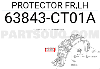 Nissan 63843CT01A PROTECTOR FR,LH