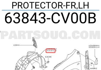 Nissan 63843CV00B PROTECTOR-FR,LH