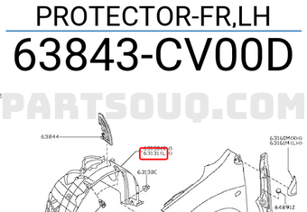 Nissan 63843CV00D PROTECTOR-FR,LH