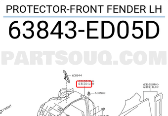 Nissan 63843ED05D PROTECTOR-FRONT FENDER LH