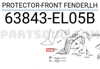 Nissan 63843EL05B PROTECTOR-FRONT FENDER,LH