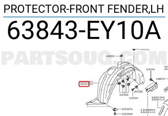 Nissan 63843EY10A PROTECTOR-FRONT FENDER,LH