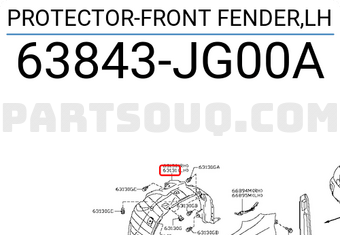 Nissan 63843JG00A PROTECTOR-FRONT FENDER,LH