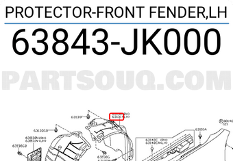 Nissan 63843JK000 PROTECTOR-FRONT FENDER,LH