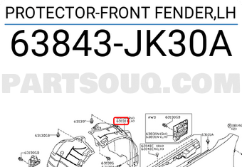 Nissan 63843JK30A PROTECTOR-FRONT FENDER,LH