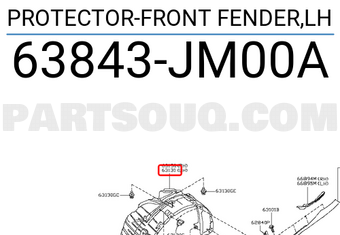 Nissan 63843JM00A PROTECTOR-FRONT FENDER,LH