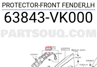 Nissan 63843VK000 PROTECTOR-FRONT FENDER,LH