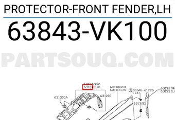 Nissan 63843VK100 PROTECTOR-FRONT FENDER,LH