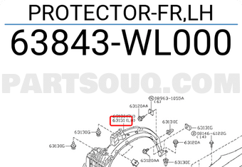 Nissan 63843WL000 PROTECTOR-FR,LH