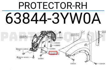 Nissan 638443YW0A PROTECTOR-RH