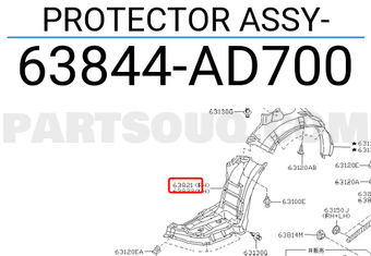 Nissan 63844AD700 PROTECTOR ASSY