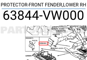 Nissan 63844VW000 PROTECTOR-FRONT FENDER,LOWER RH