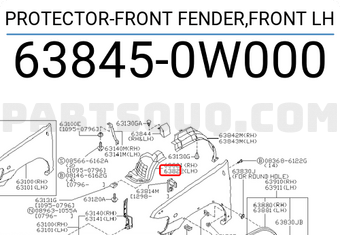 Nissan 638450W000 PROTECTOR-FRONT FENDER,FRONT LH