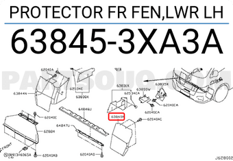 Nissan 638453XA3A PROTECTOR FR FEN,LWR LH
