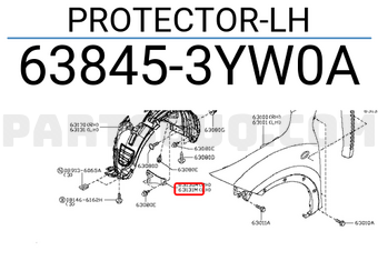 Nissan 638453YW0A PROTECTOR-LH