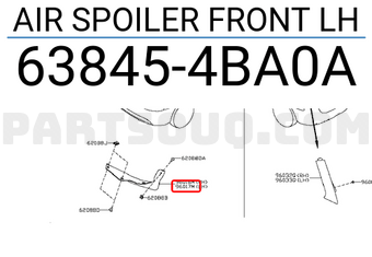 Nissan 638454BA0A AIR SPOILER FRONT LH